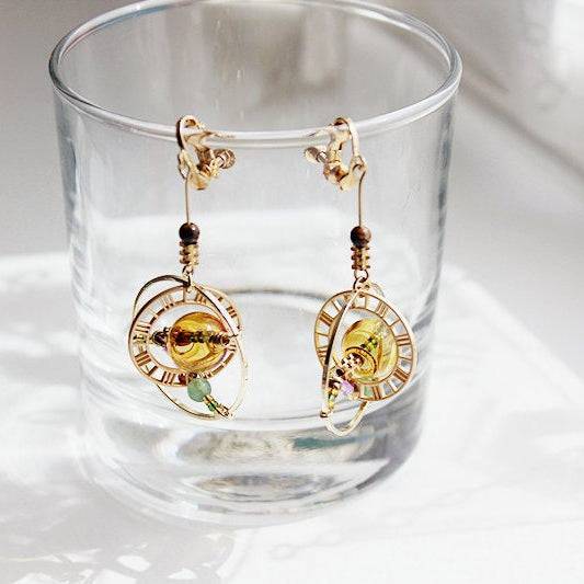 Planet Saturn Universe Theme Orb Shape Drop Earrings-Ninaouity