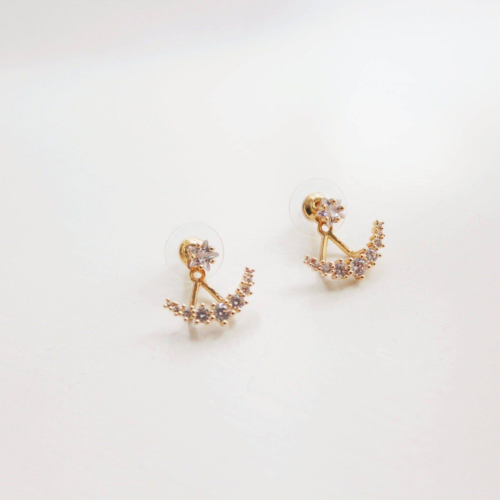 Pole Star Earrings - North Star Crystal Polaris Ear Jackets-Ninaouity