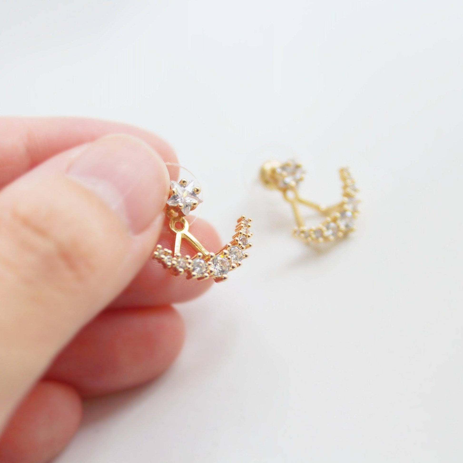 Pole Star Earrings - North Star Crystal Polaris Ear Jackets-Ninaouity