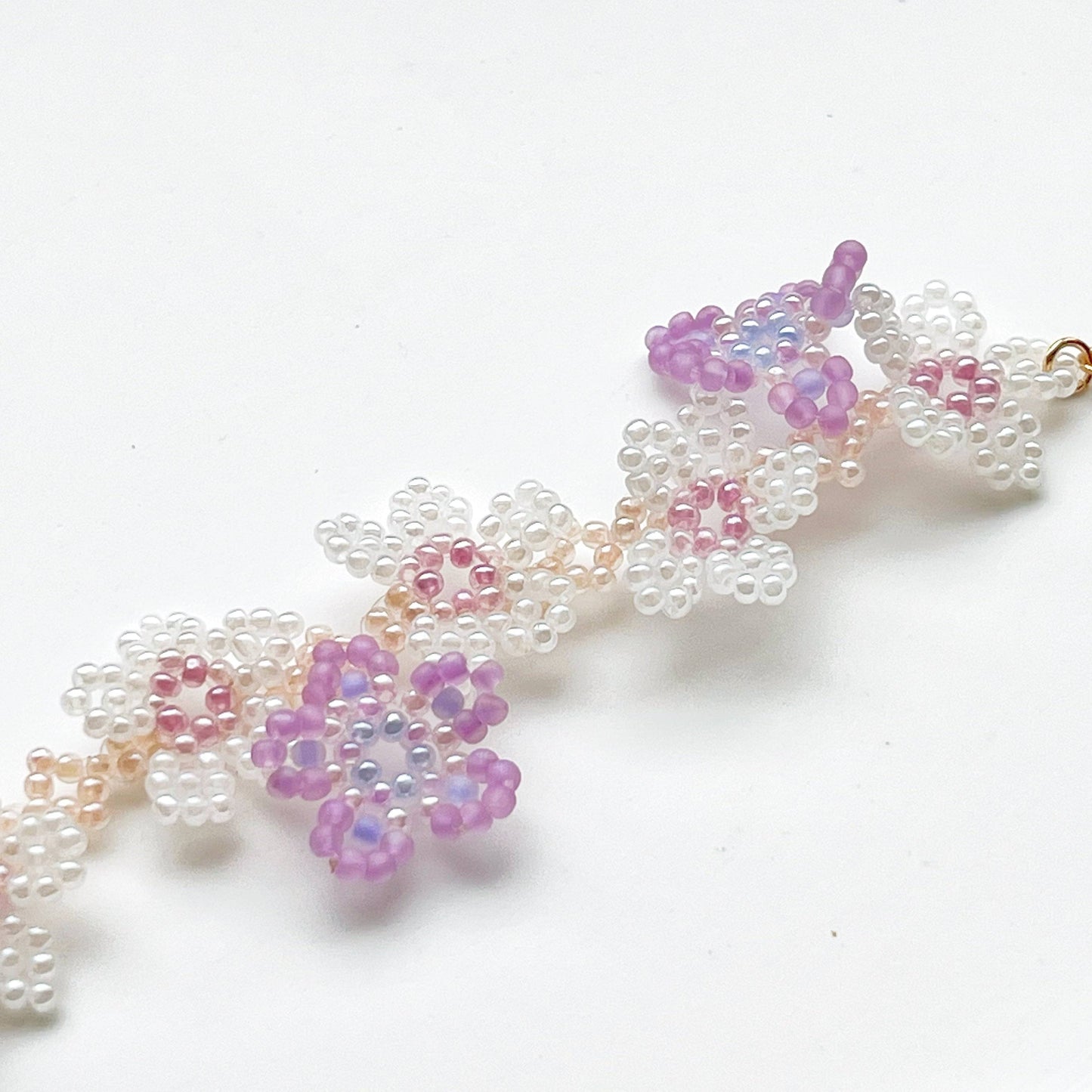 Purple Cosmos Flower Beaded Bracelet-Ninaouity