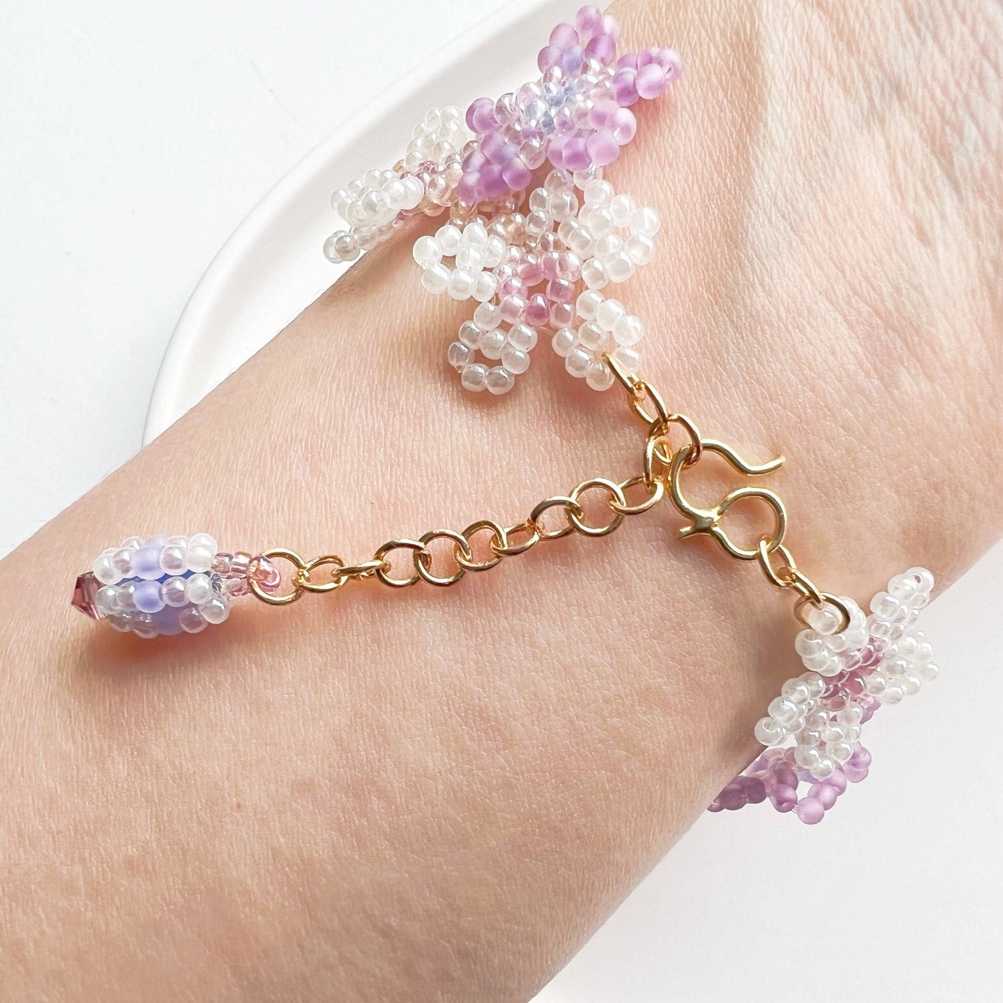 Purple Cosmos Flower Beaded Bracelet-Ninaouity