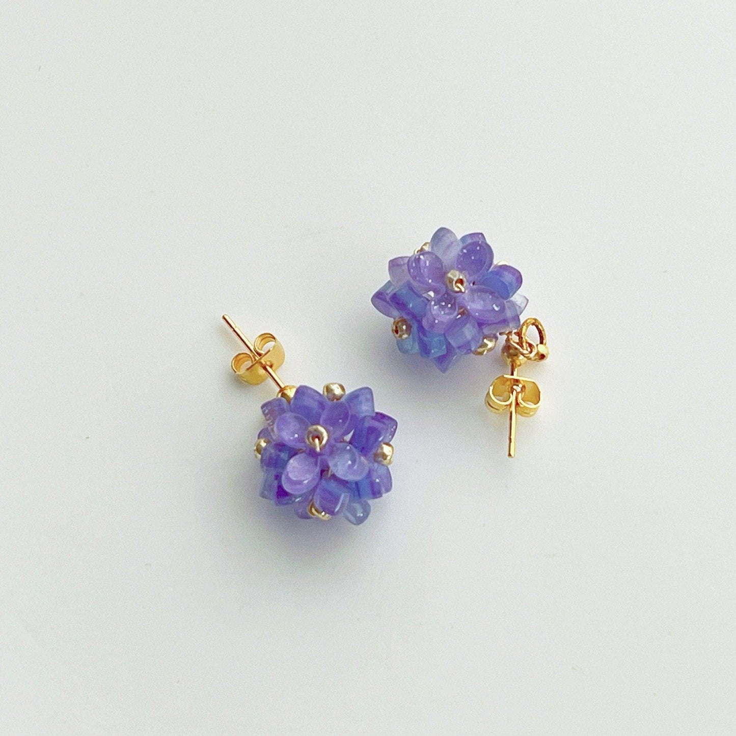 Purple Hydrangea Earrings -  Summer Flower Shape Drop Earrings-Ninaouity