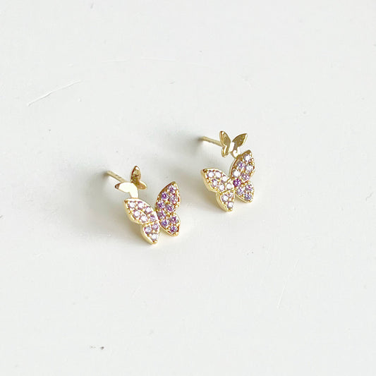 Purple Zircon Butterflies Earrings-Ninaouity