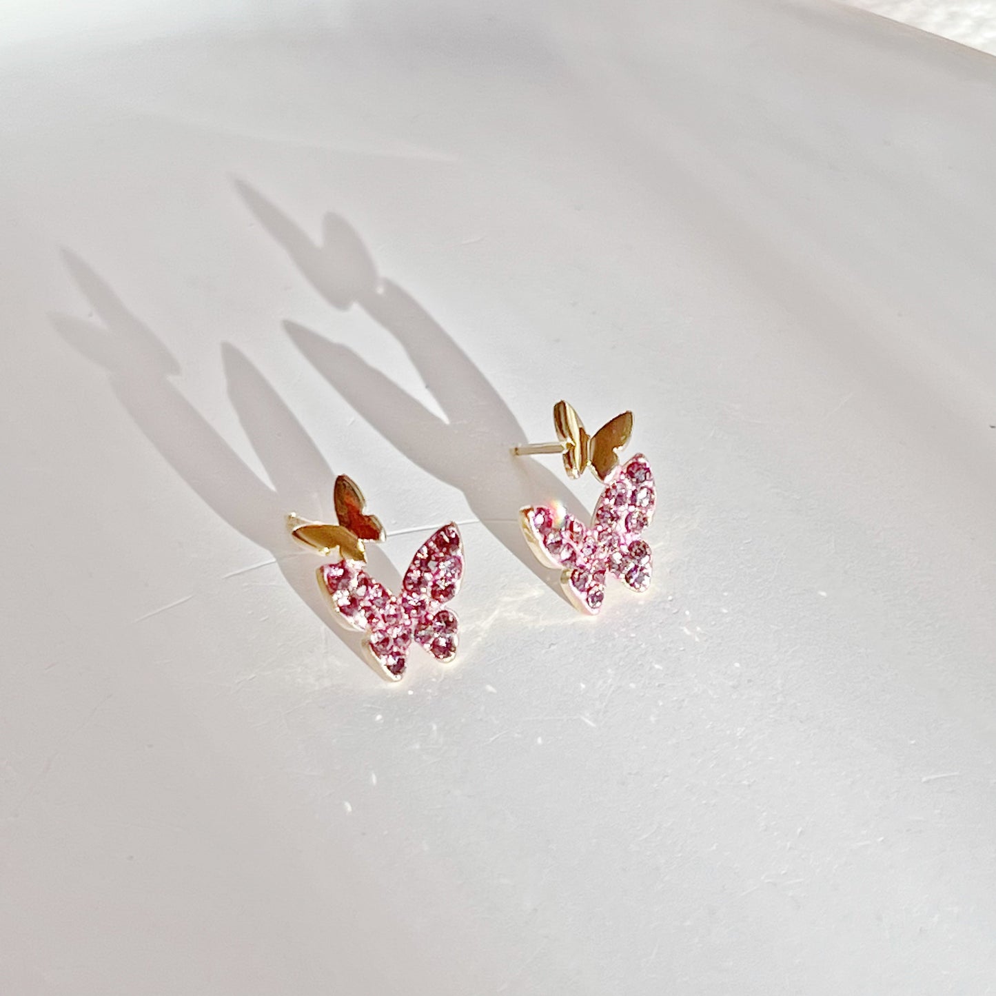 Purple Zircon Butterfly Stud Earrings-Ninaouity