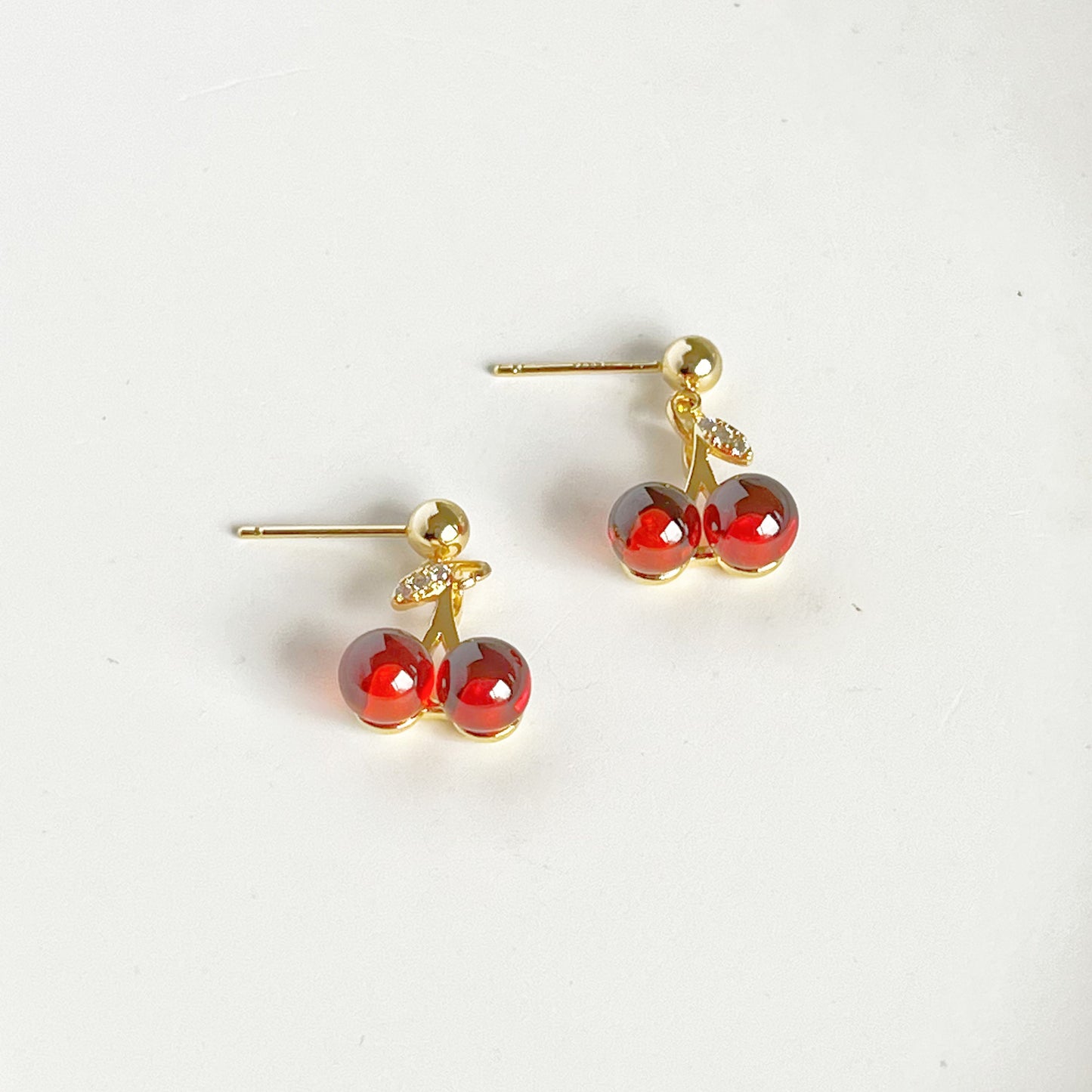 Red Cherry Mini Drop Earrings-Ninaouity