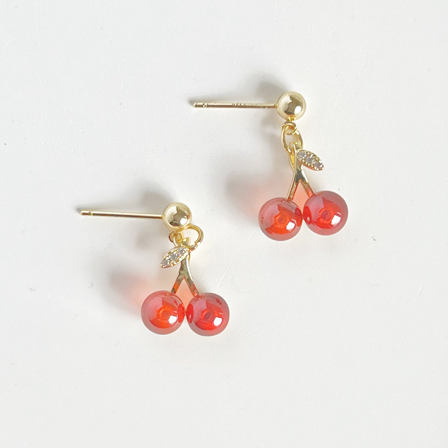 Red Cherry Mini Drop Earrings-Ninaouity