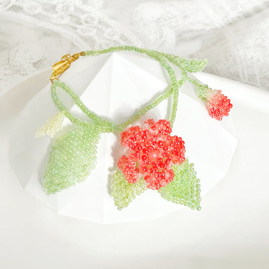 Red Rose Flower Beaded Bracelet-Ninaouity
