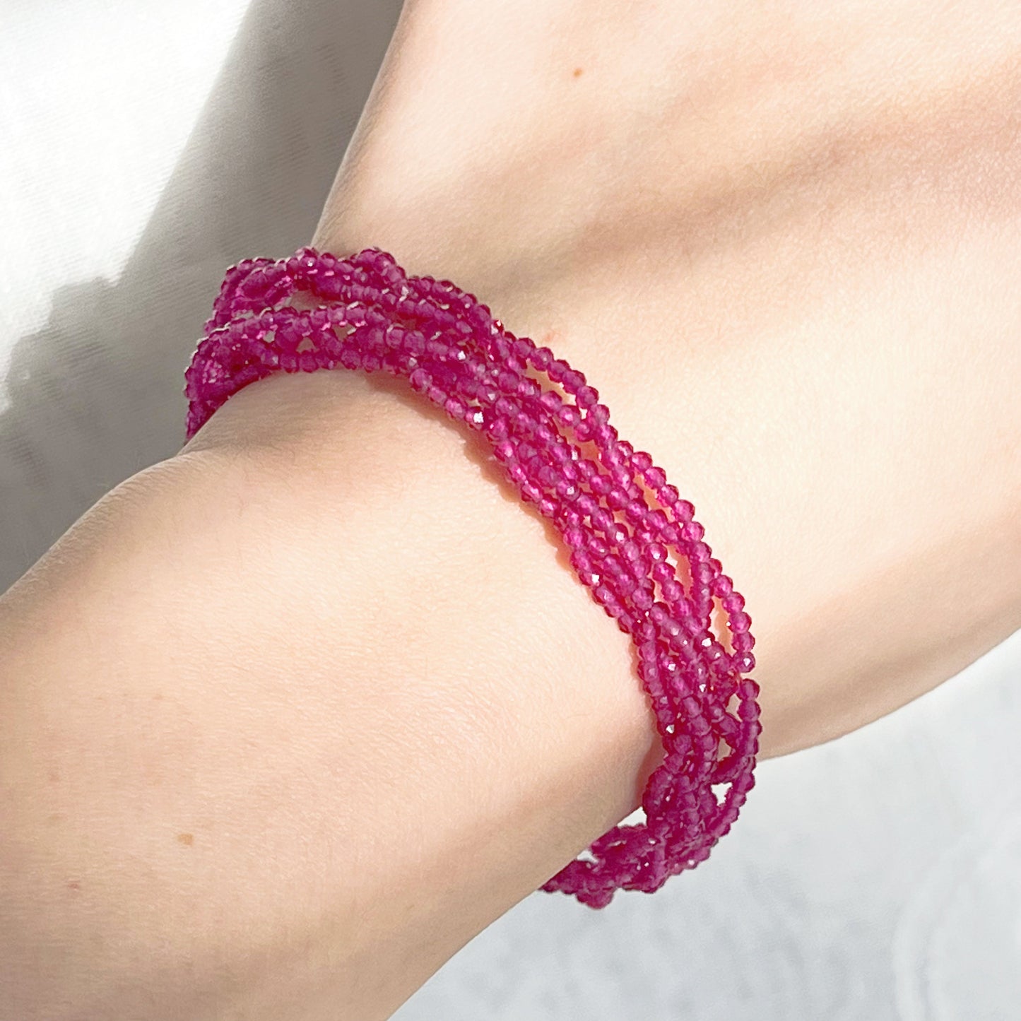 Red Spinel Bead Double Chain Bracelets-Ninaouity