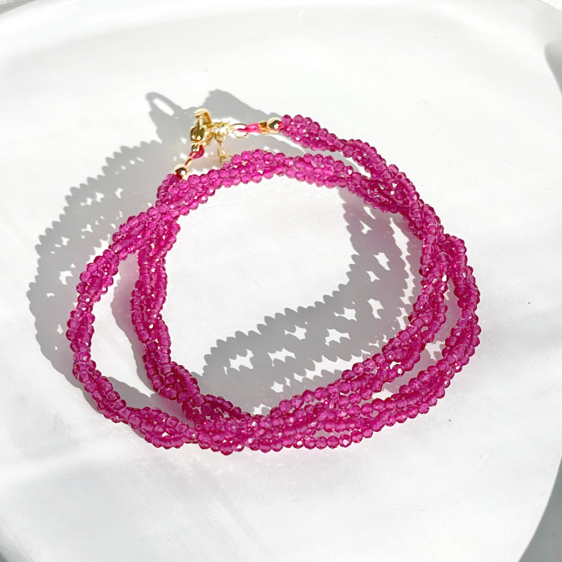 Red Spinel Bead Double Chain Bracelets-Ninaouity