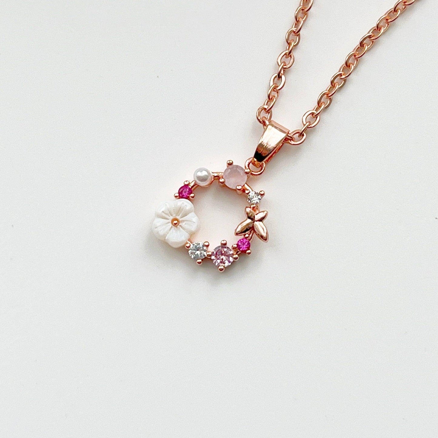 Rose Gold Flower Wreath Necklace-Ninaouity