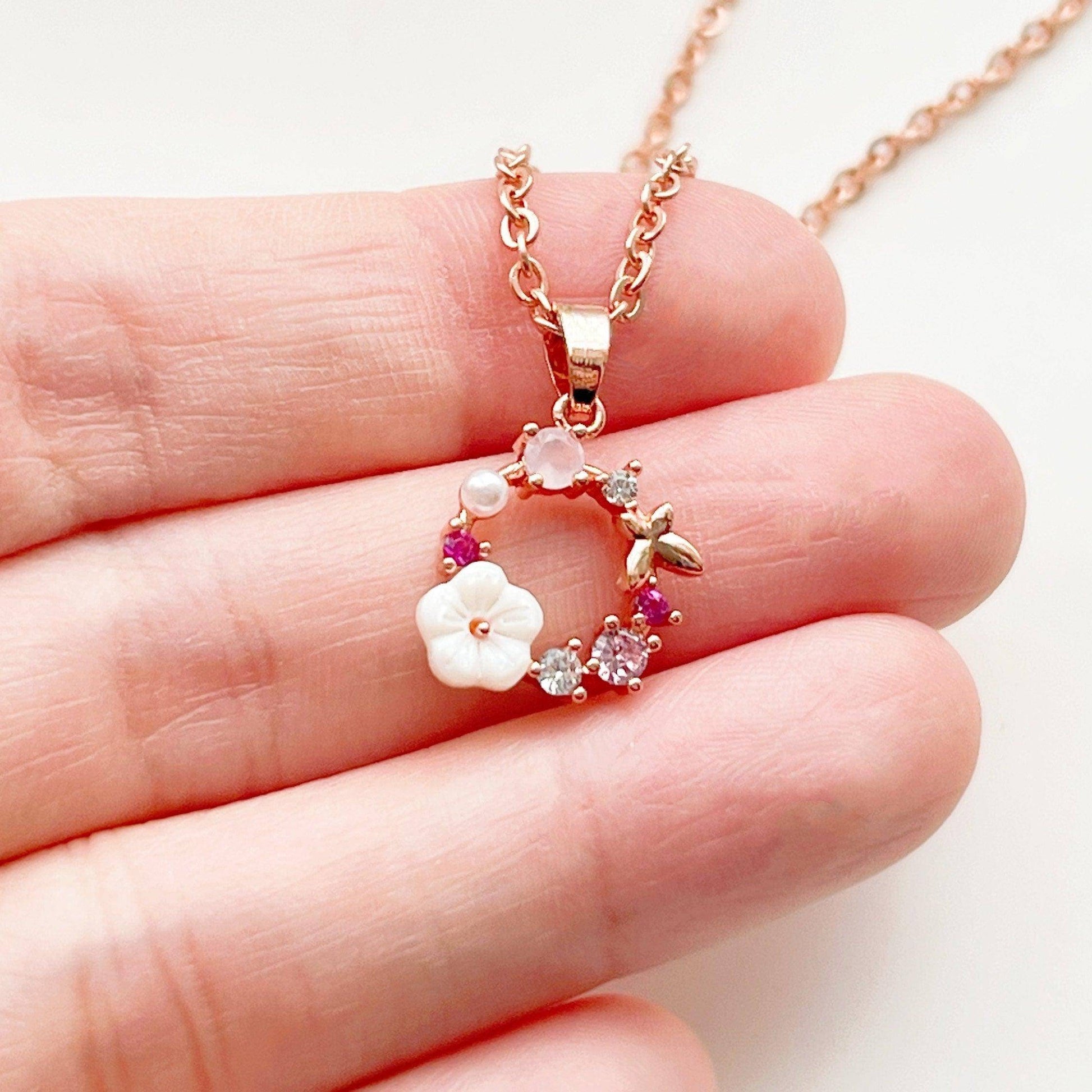 Rose Gold Flower Wreath Necklace-Ninaouity