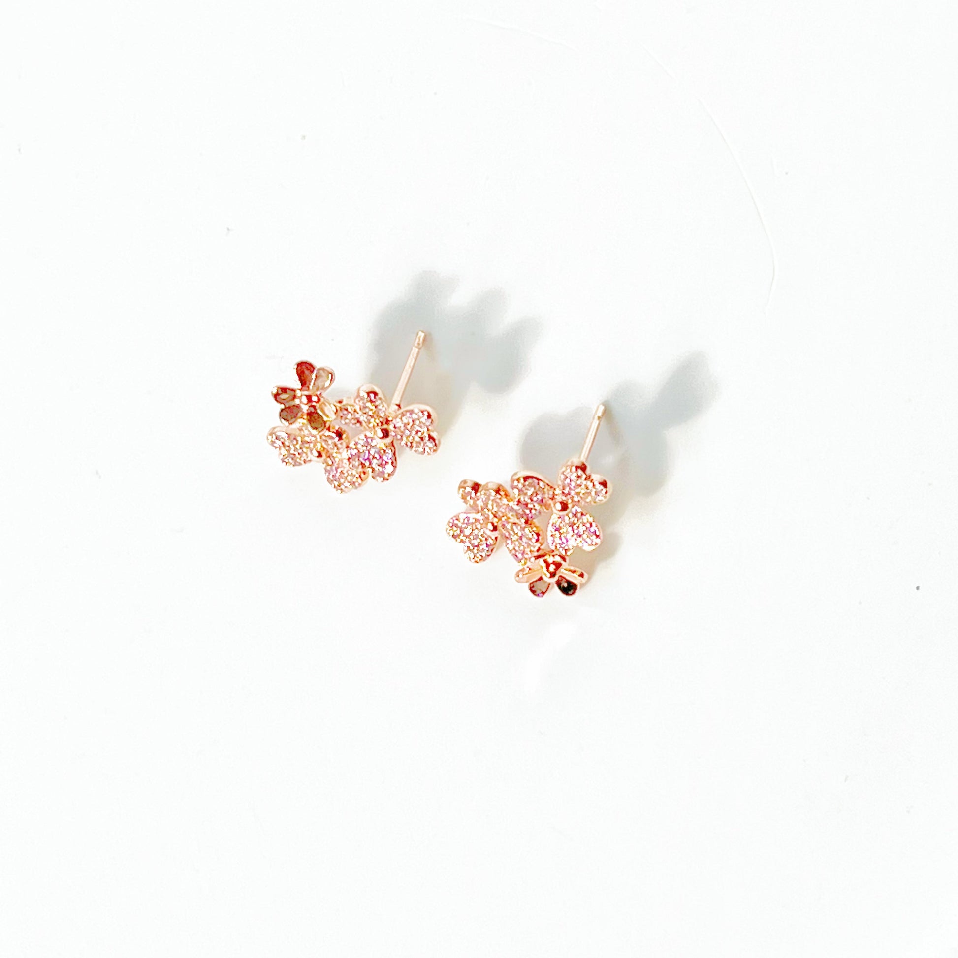 Rose Gold Shamrock Flower Earrings-Ninaouity