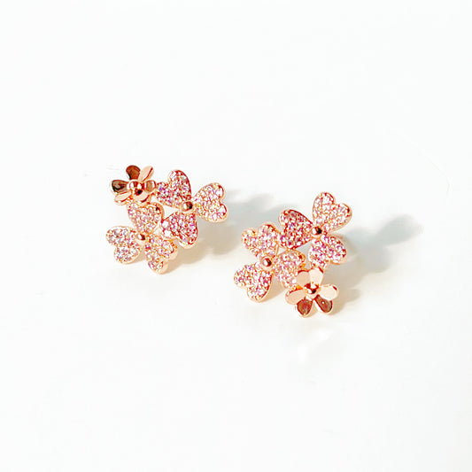 Rose Gold Shamrock Flower Earrings-Ninaouity