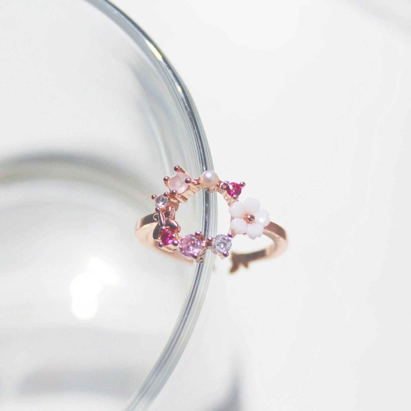 Rose Gold Wreath Flower Adjustable Ring-Ninaouity