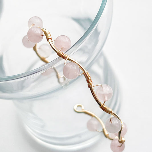 Rose Quartz Crystal Cuff Bracelet-Ninaouity