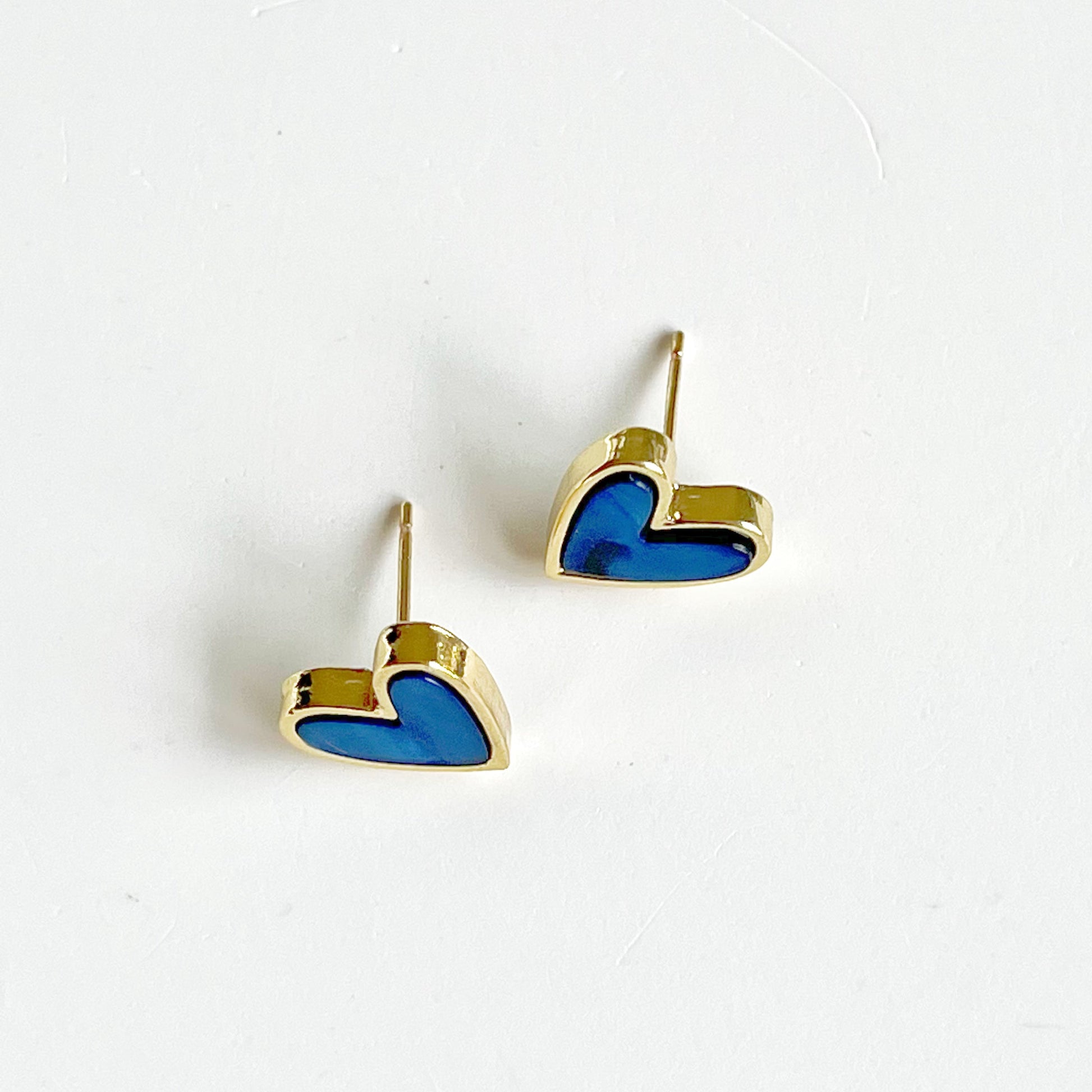 Royal Blue Heart Earrings-Ninaouity