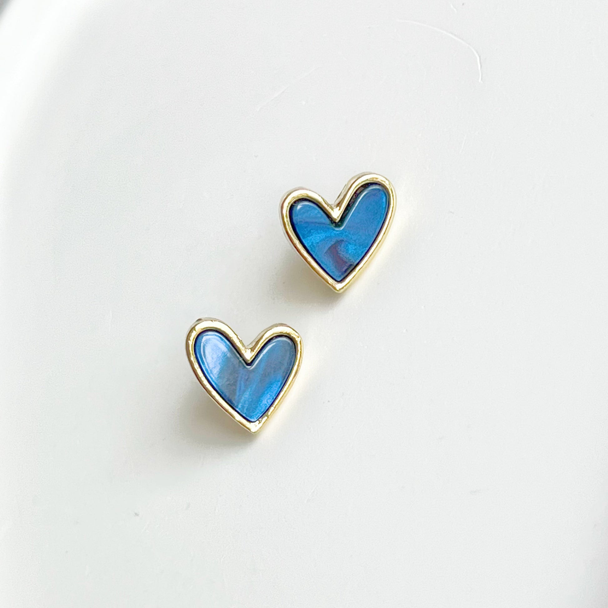 Royal Blue Heart Earrings-Ninaouity