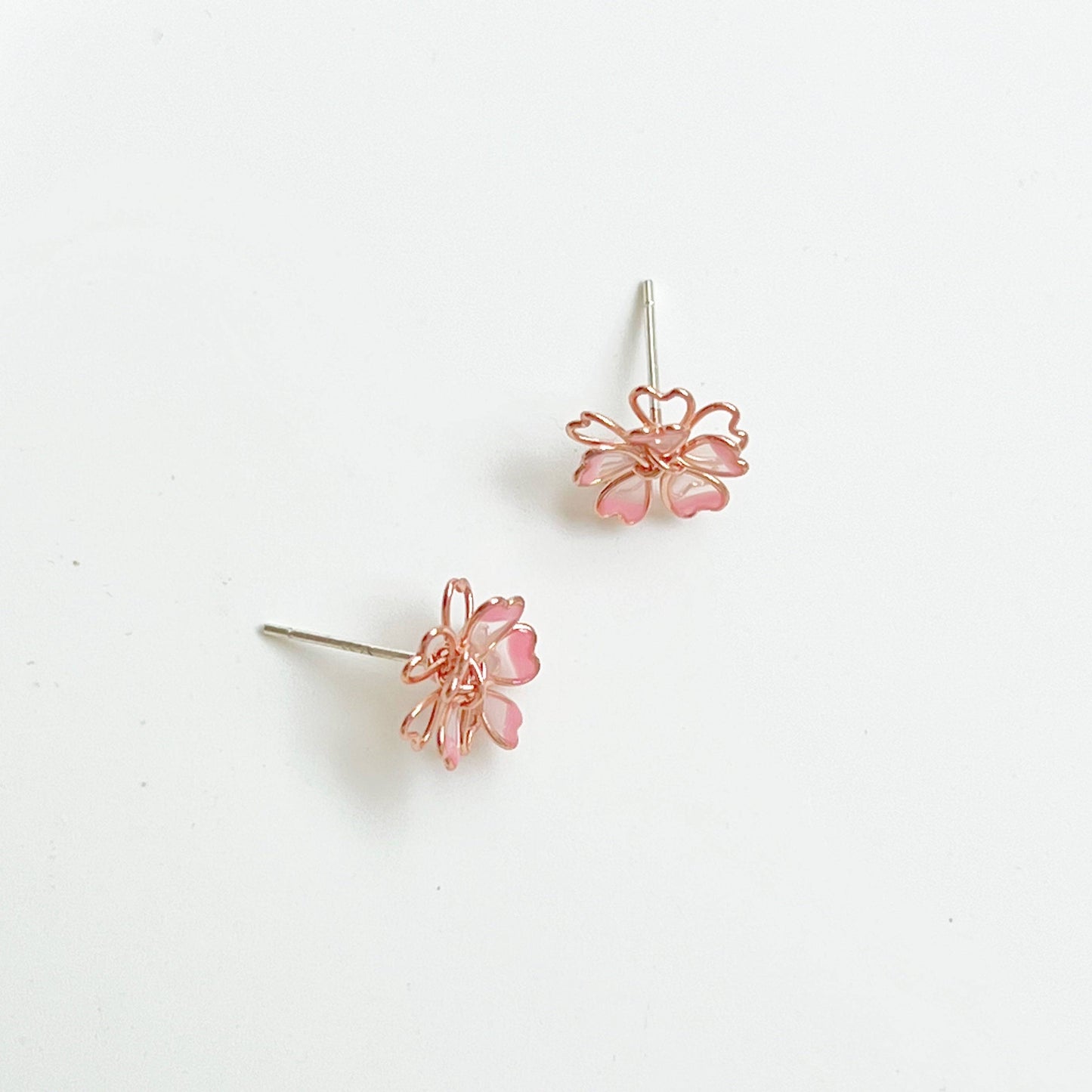 Sakura Flower Earrings - Pink Cherry Blossom Stud Earrings-Ninaouity