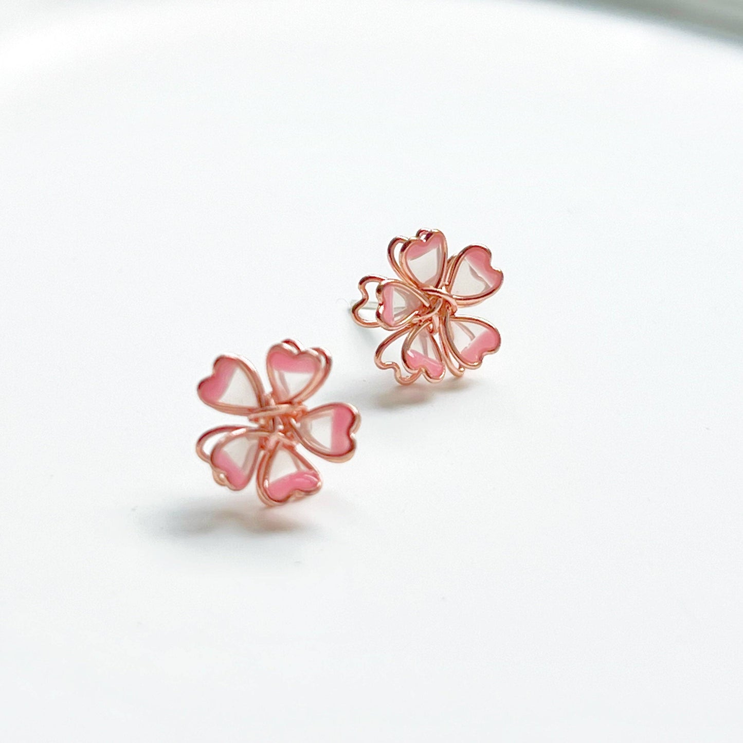 Sakura Flower Earrings - Pink Cherry Blossom Stud Earrings-Ninaouity