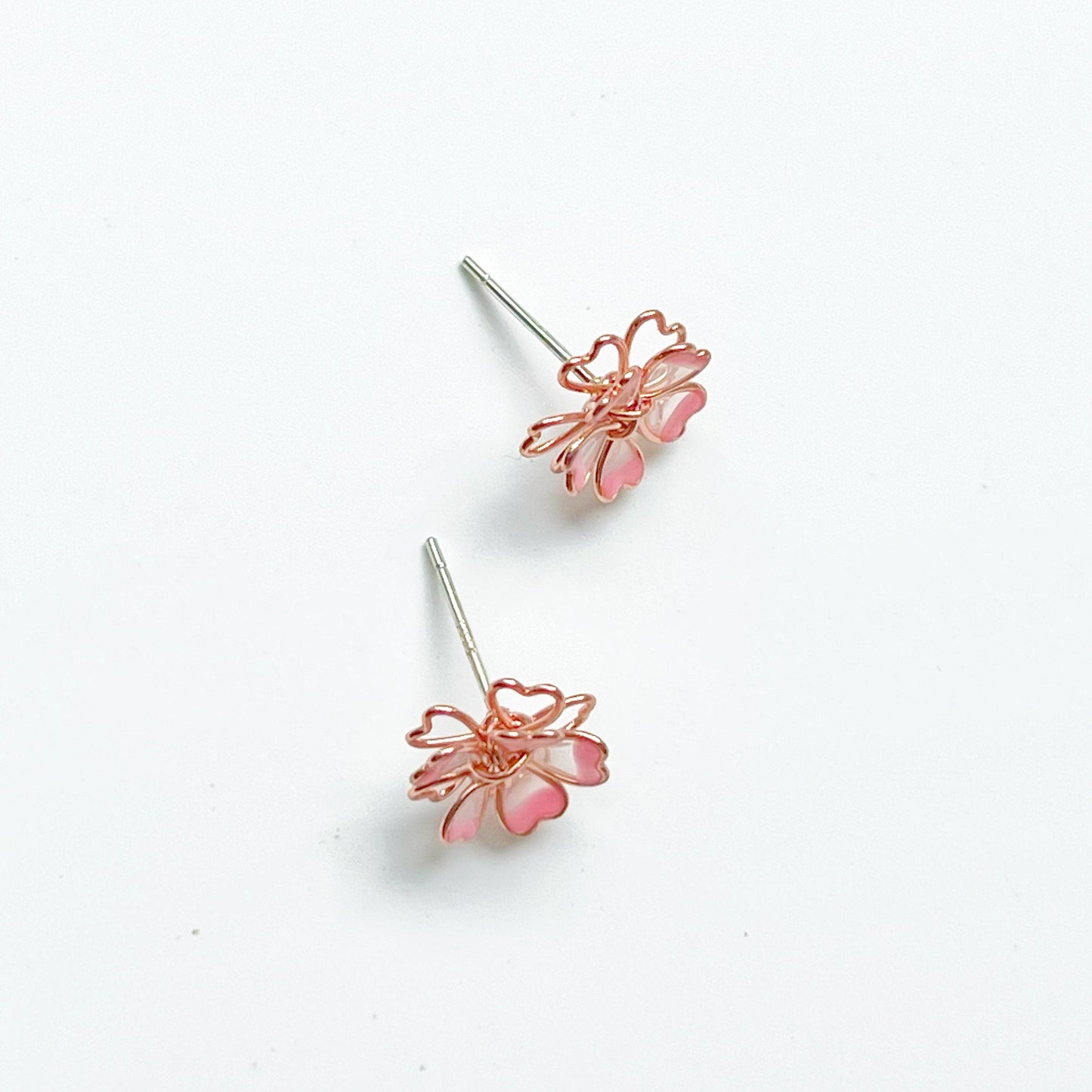 Sakura Flower Earrings - Pink Cherry Blossom Stud Earrings-Ninaouity