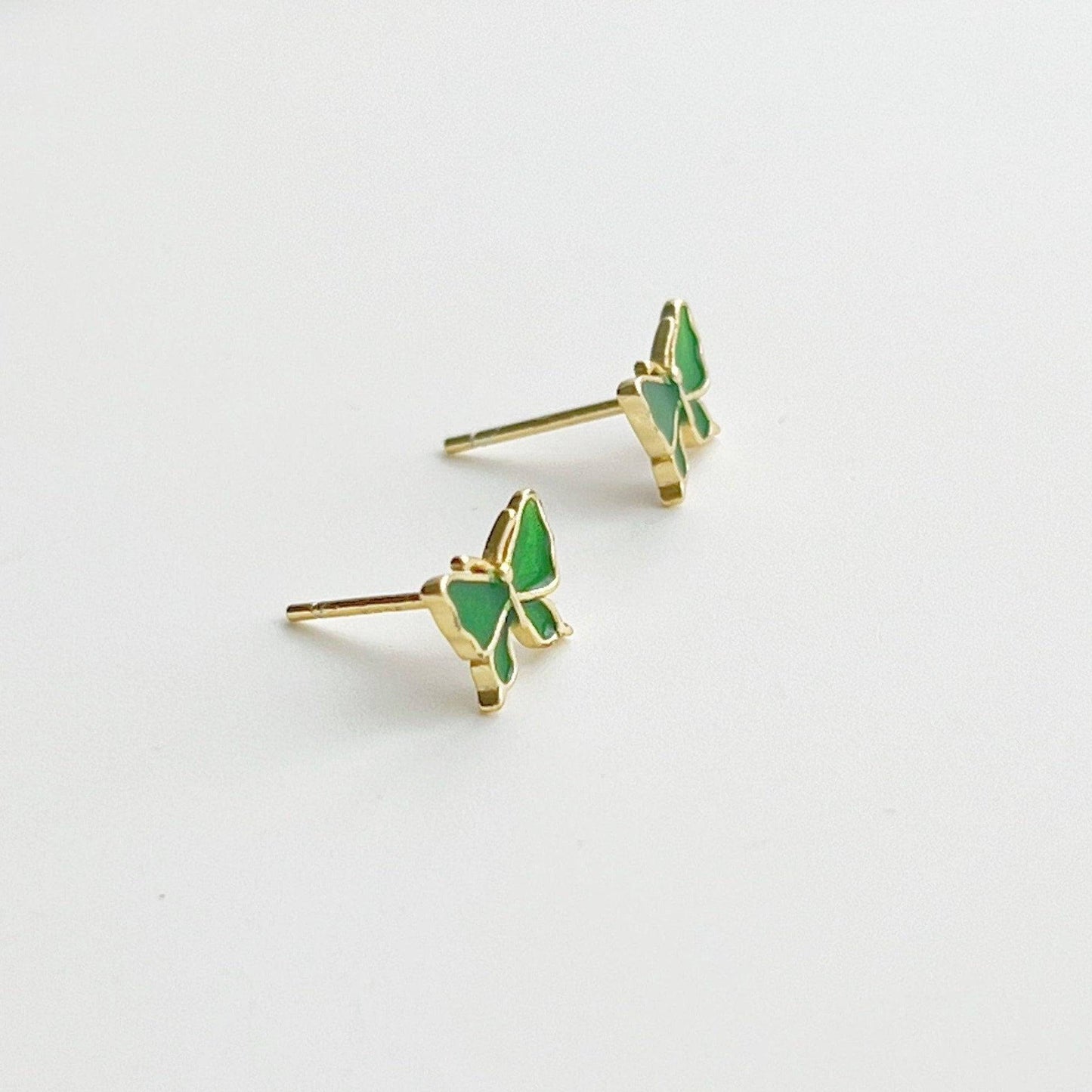 Small Emerald Green Butterfly Earrings-Ninaouity