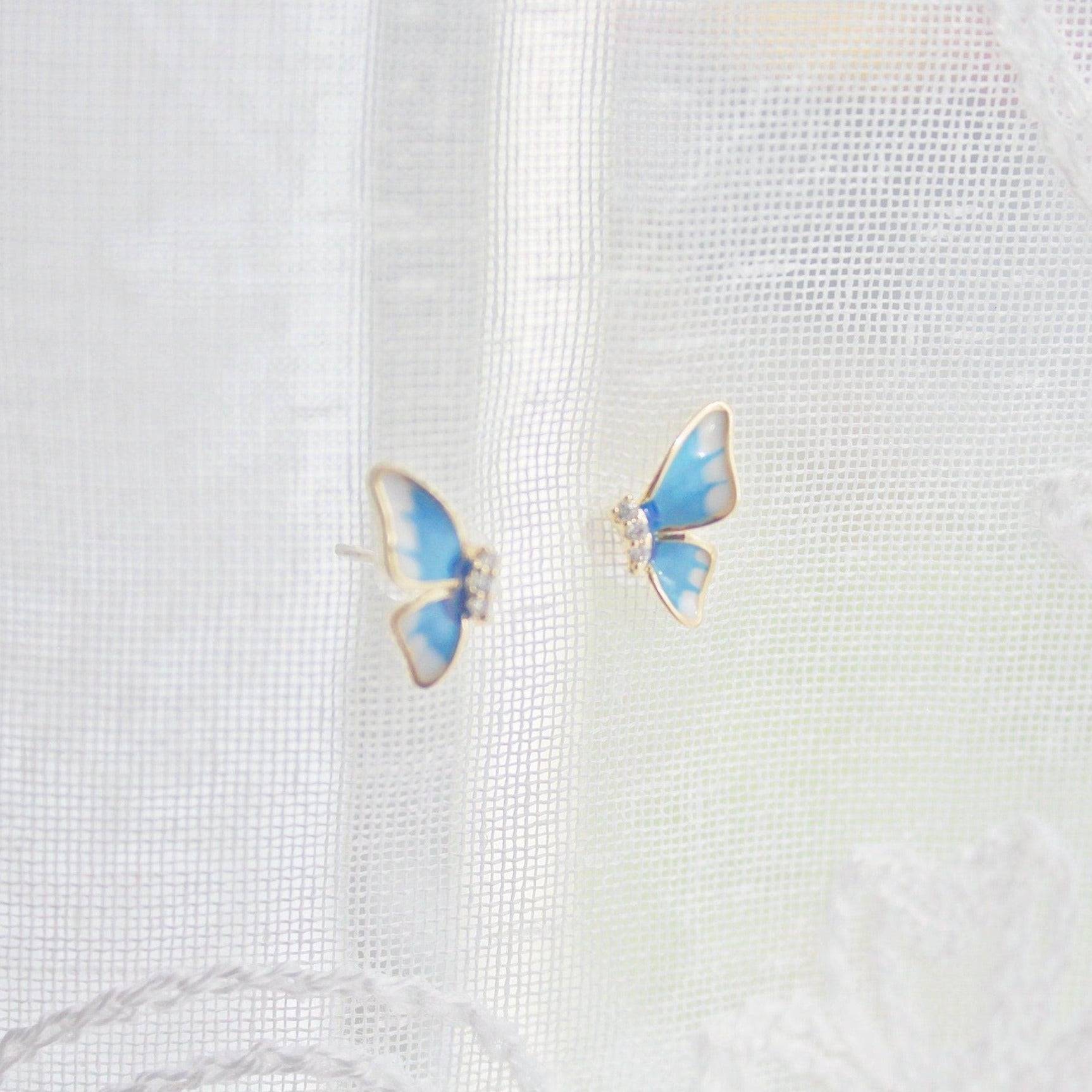 Small Holly Blue Butterfly Earrings-Ninaouity