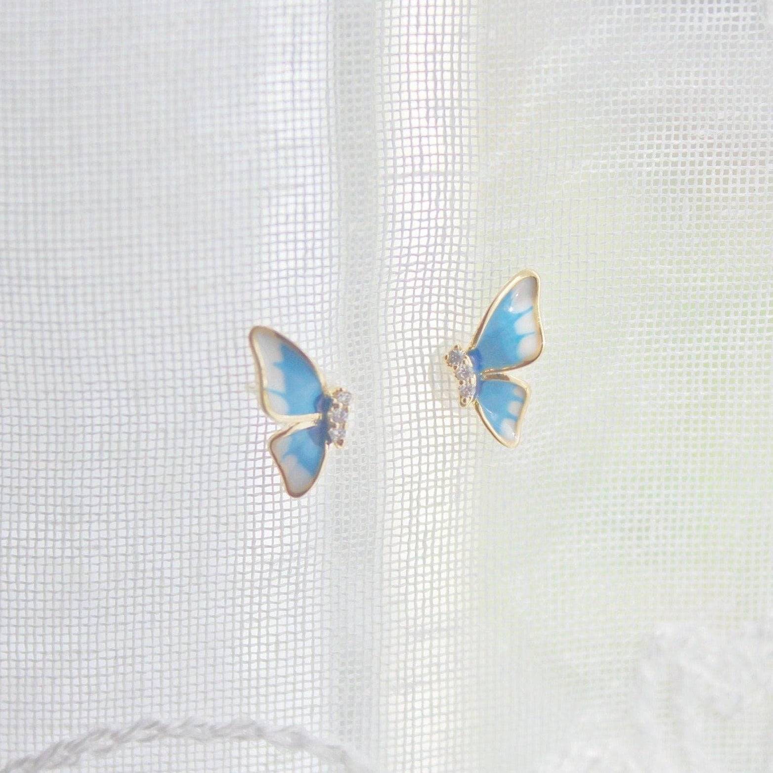 Small Holly Blue Butterfly Earrings-Ninaouity