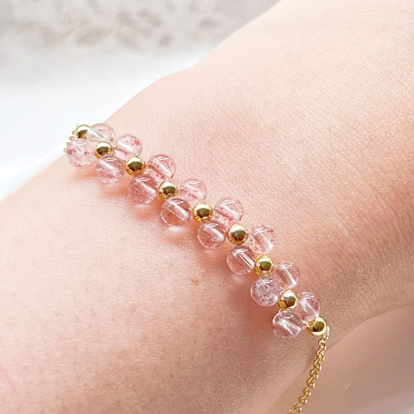 Strawberry Quartz Cluster Bracelet-Ninaouity