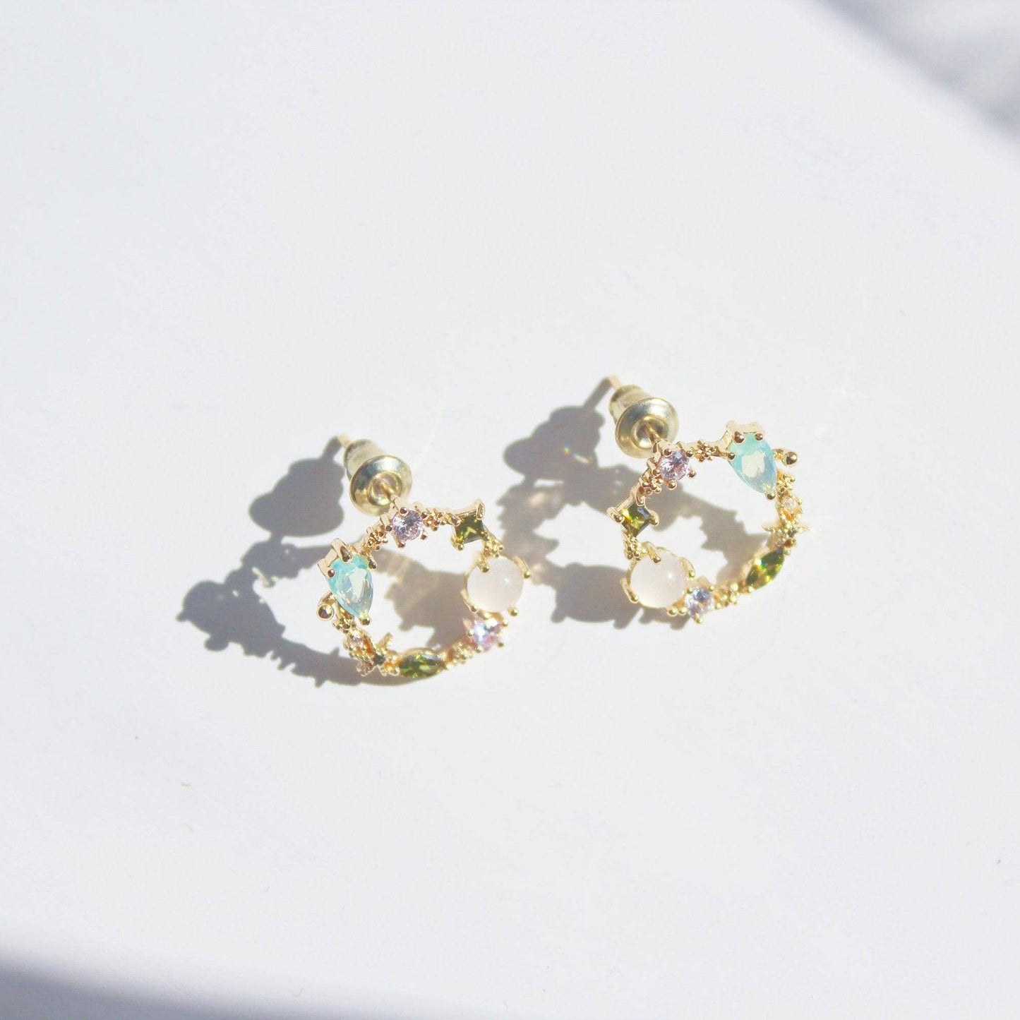 Summer Sea Treasures Earrings - Seashell and Starfish Gold Stud Earrings-Ninaouity
