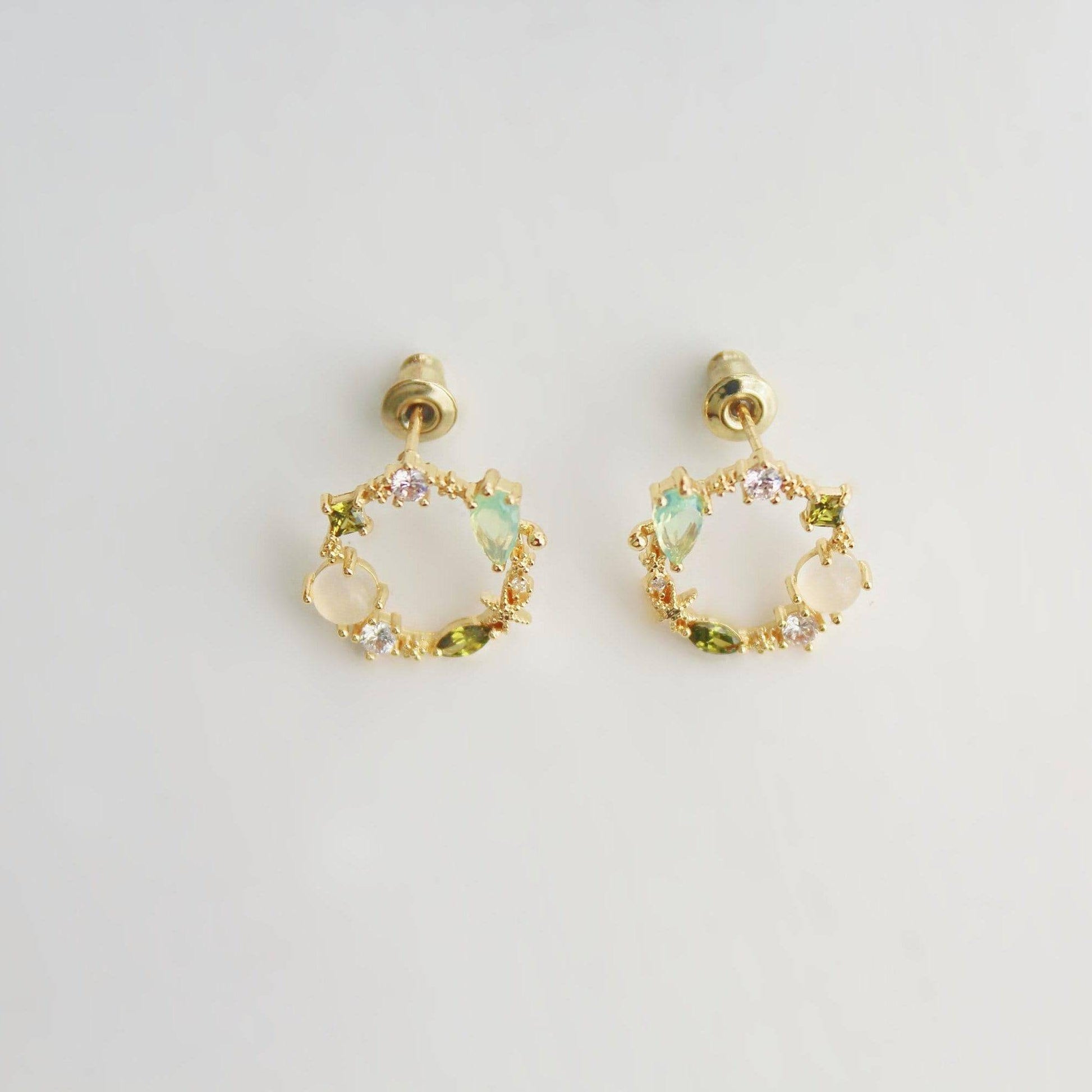 Summer Sea Treasures Earrings - Seashell and Starfish Purple Crystal Studs-Ninaouity