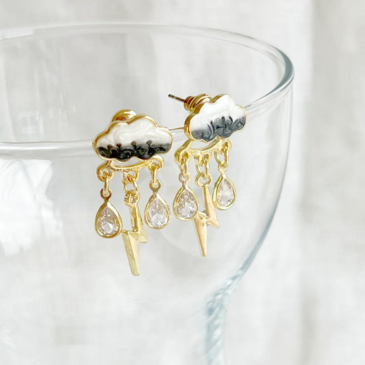 Thunderstorm Rain Cloud Earrings-Ninaouity