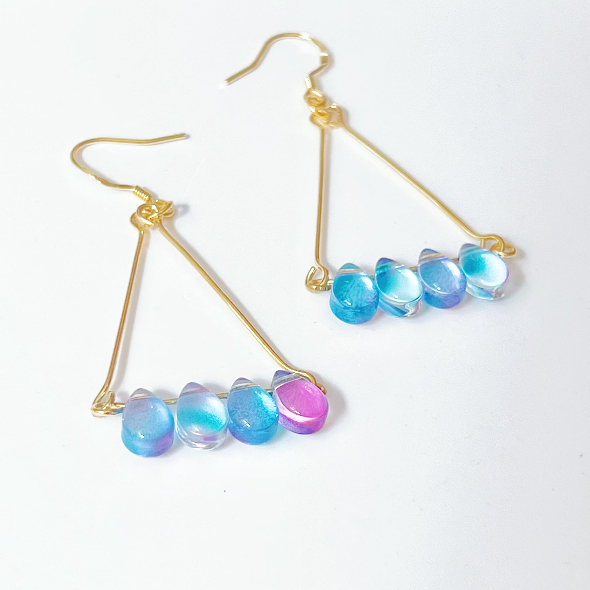 Triangle Blue Water Drop Raindrop Earrings-Ninaouity