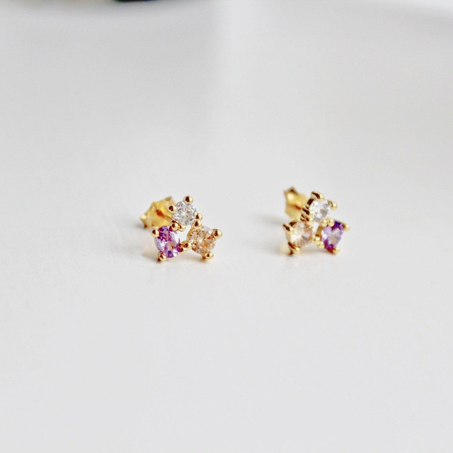 Triple Oval Earrings - Tiny Size Oval Shape Geometry Stud Earrings-Ninaouity