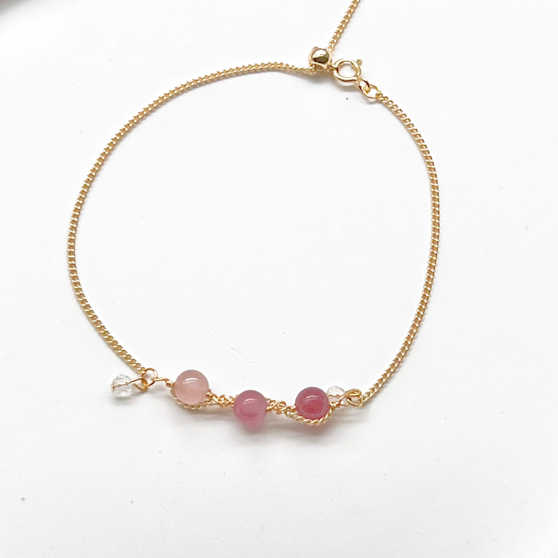 Triple Pink Tourmaline Beads Bracelet-Ninaouity