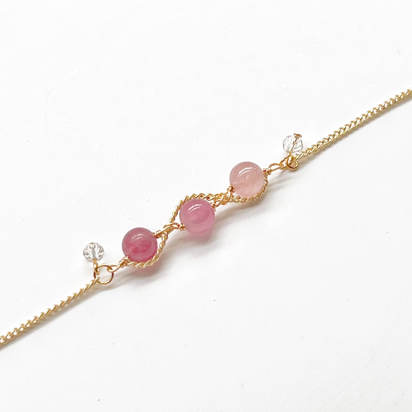 Triple Pink Tourmaline Beads Bracelet-Ninaouity