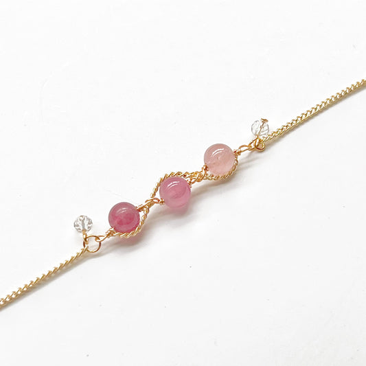 Triple Pink Tourmaline Beads Bracelet-Ninaouity