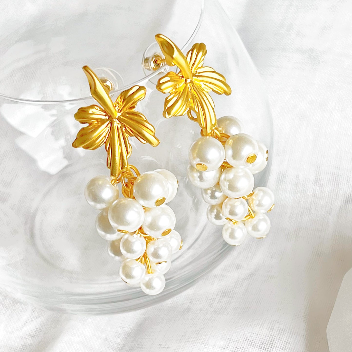 Vintage Style Pearl Grapes Statement Earrings-Ninaouity