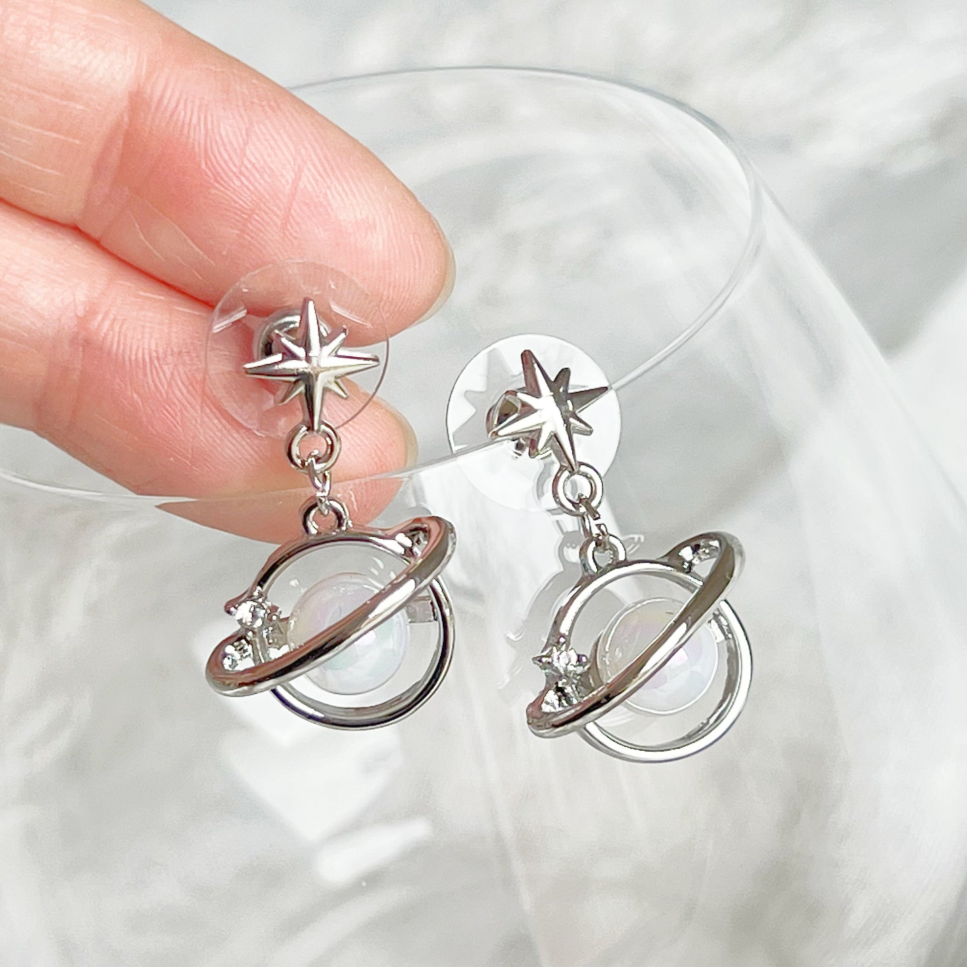 White Planet and North Star Earrings-Ninaouity