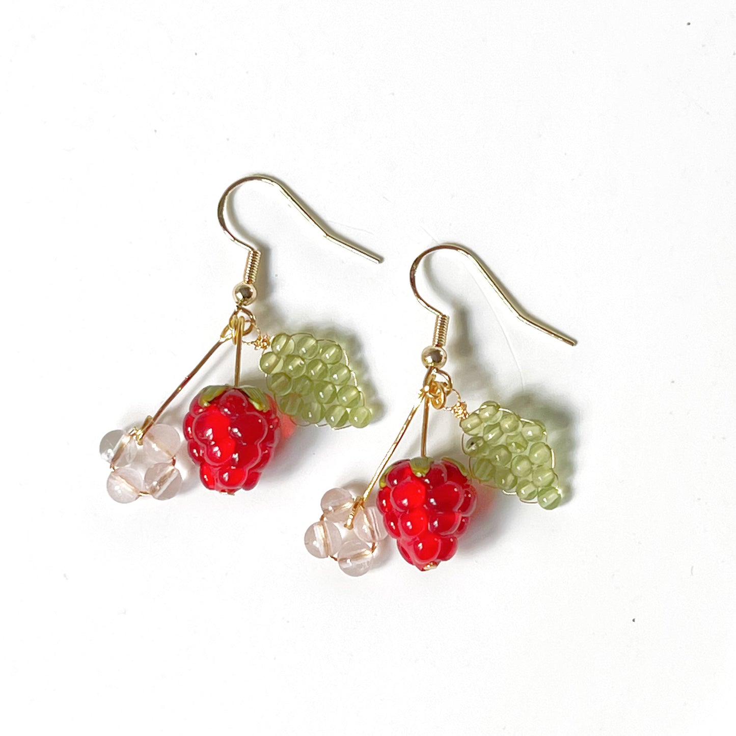 Wild Strawberry and Leaf Drop Earrings-Ninaouity