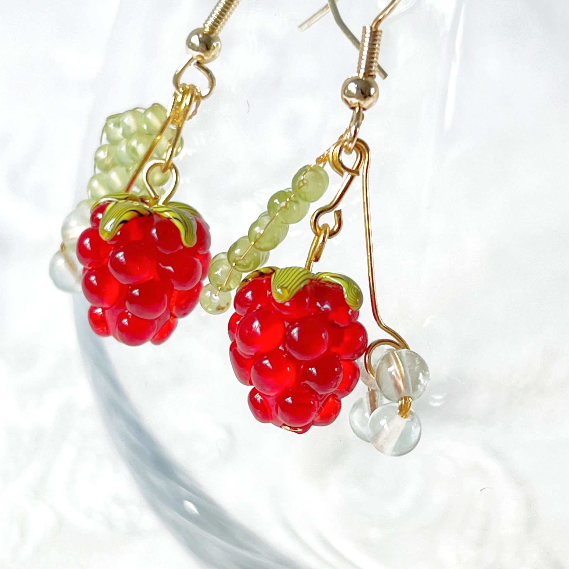 Wild Strawberry and Leaf Drop Earrings-Ninaouity