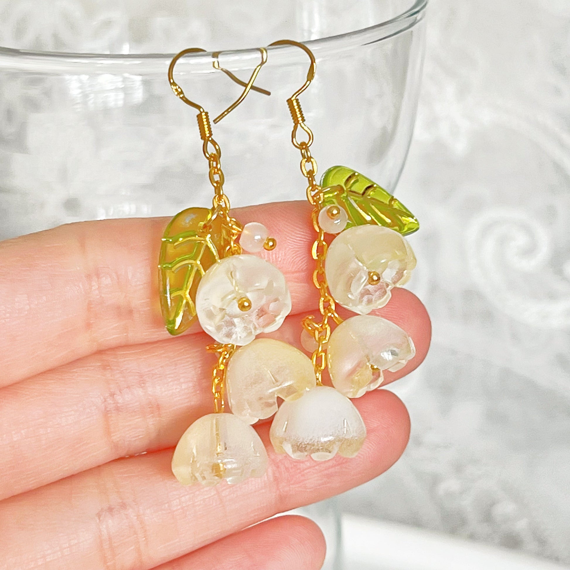 Yellow Bell Shaped Flower Drop Earrings-Ninaouity