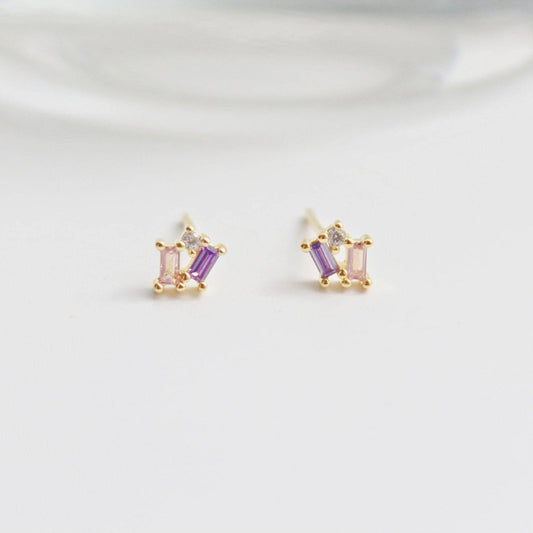 Zircon Mini Geometry Stud Earrings-Ninaouity